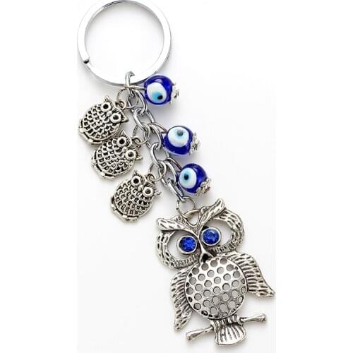 Lucky Eye Owl Keychain Evil Eye Pendent Key Chain Alloy Tassel Car Key Chain Men Women Fashion Jewelry EY4730