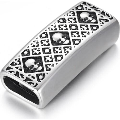 Stainless Steel Slider Beads Polished Rectangular 12x6mm Hole Bead Slide Charms Accessories for DIY Bracelet Jewelry Making