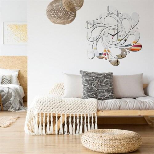 Clock mirror paste personalized silent wall clock spray modeling three dimensional wall decoration wallpaper wall paste