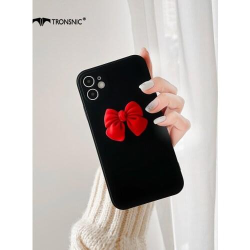 Bow Knot Phone Case for iPhone 12 11 Pro Max XR XS MAX Soft Luxury Black Red Silicone Girl Case for iPhone 6s 7 8 Plus Cover Hot