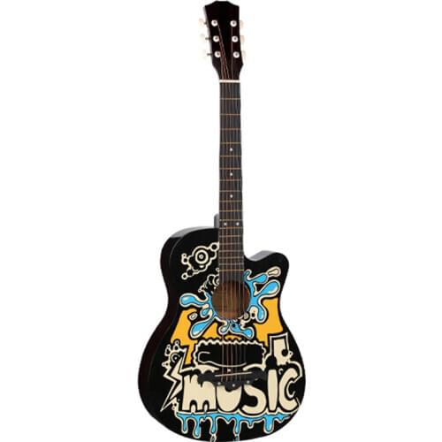 38 inch Folk Guitar Color Painted Graffiti Basswood 6 Strings Guitarra Unisex Beginner Home-schooling Musical Instruments AGT63