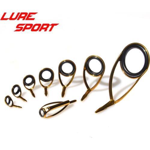 LureSport KT KL guide MN 8pcs Guide set Gold Steel frame sic ring rod guide Rod Building component Repair DIY Accessory