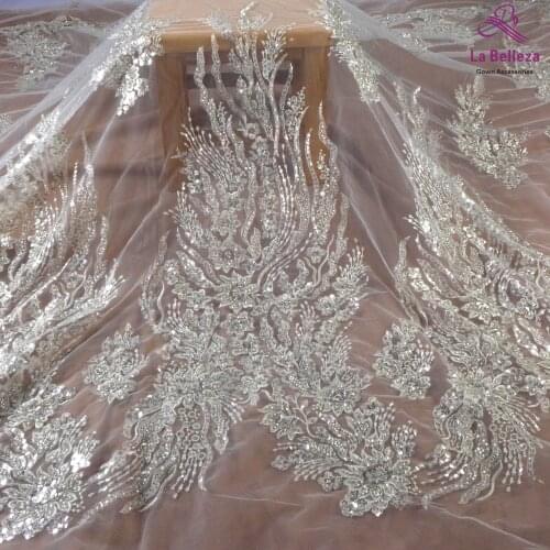 La Belleza 2021 New fashion bridal off white beading wedding dress lace fabric 47'' width