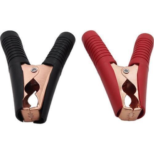 2pcs 100A 90mm Copper Car Auto Vehicle Boat Battery Terminal Test Lead Clip Probe Crocodile Alligator Clamp Black Red