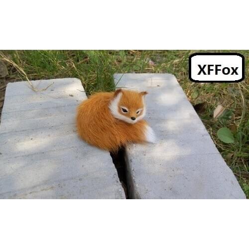Mini real life fox model plastic&furs yellow-brown fox doll gift about 8.5x4.5cm xf1675