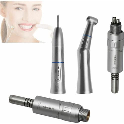 4/2 Hole Air Motor E-type 1:1 Ratio Contra Angle Straight Handpiece Inner Water Spray Dental Equipment Low Speed Kit SKYSEA