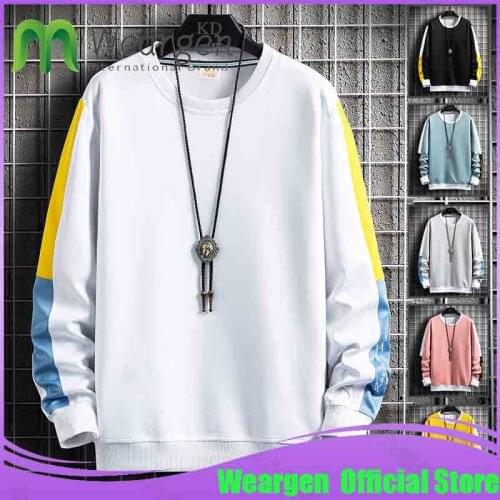 Weargen Men Casual Sweatshirts Harajuku Men Long Sleeve Hoodies 2021 Korean Man Loose Pullovers Homme Spring Wearing WY8230