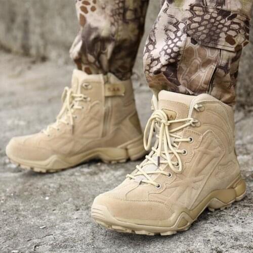 Men Outdoor Military Tactical Army Boots Non-Slip Breathable Wear Resistant Desert Combat Boot Trekking Hiking Climbing Shoes