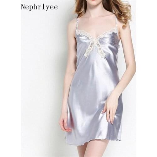 Simulated silk Nightdress Womens Nightgown Sleepwear nightwear Dress Spaghetti Strap Sleeping Dress SLP001356