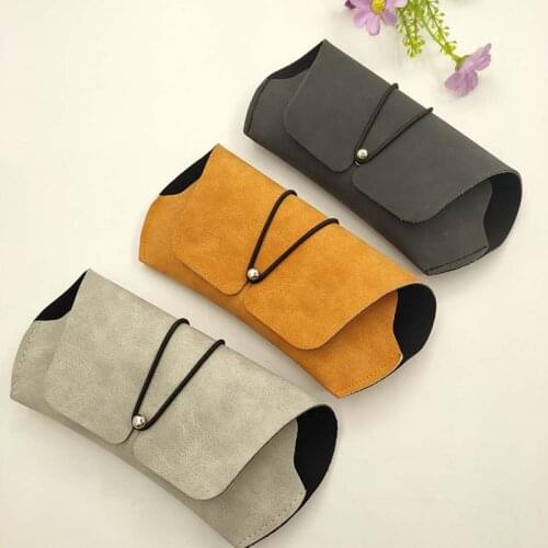 NEW 1PCs Men Women Matte Leather Sunglasses Case Fold-able Buckle Glasses Box Eyeglass Holder Bag Protector Eyewear Accessories