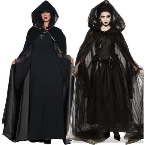 New Halloween Women Death Hell Witch Devil Vampire Uniform Black Long Dress Party Cosplay Day Of The Dead Opera Costume VDB1061