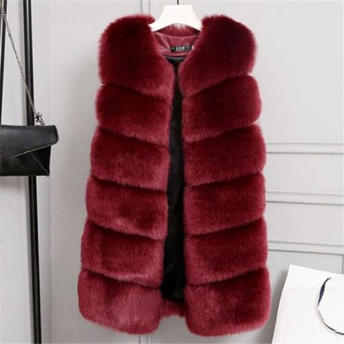 Solid Sleeveless Faux Fur Womens Thicken Vest Coat Plus Size 3XL Warm Female Winter Tops O Neck Elegant Fashion Ladies Coats978