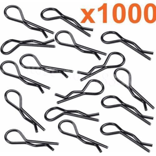 Wholesale 1000pcs Universal Body Clips Pins Bend Black Metal For All 1/10th Scale Truck Buggy Shell Spare Replacement