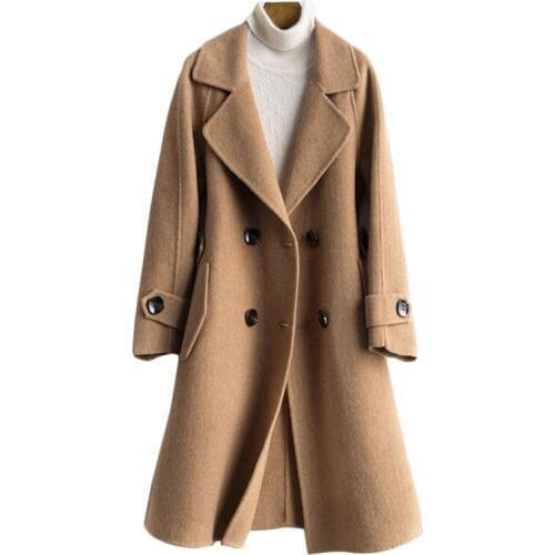 Autumn Winter New Double-sided wool coat Women Korean long Cashmere coats Womens High-quality Fashion Casual Woolen coats F823