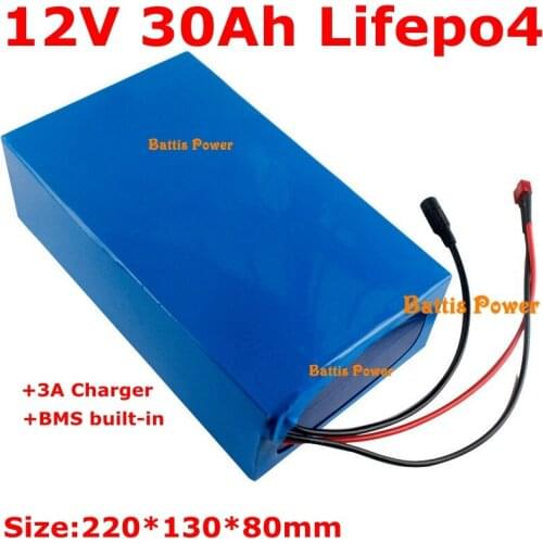 Rechargeable 12V 30Ah Lifepo4 lithium battery pack 12v 3.2V 5Ah cells with bms 4s for electric bicycle power tools +3A Charger
