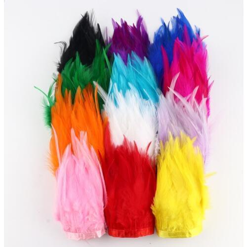 DIY Ostrich Plume Stripe For Costume Fluffy Ostrich Feather Ribbon Height 8-10cm 12 Colors Plumas White Plumes Fringe 1m