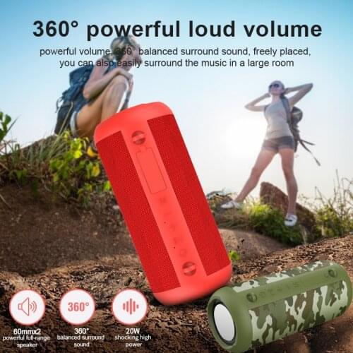 High Power Wireless Super Bass Column Portable Bluetooth Speaker 20W Waterproof Outdoor Speaker Support AUX TF Subwoofer BoomBox