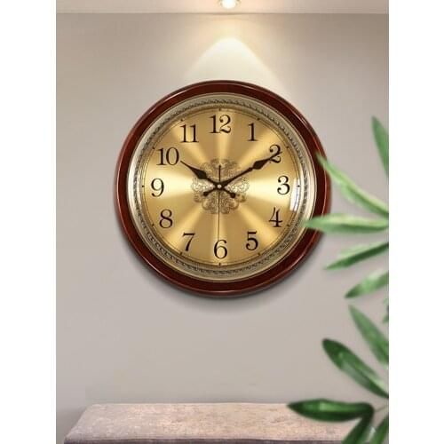 Nordic American Style Luxury Wood Wall Clock Metal Retro Gold Silent Wall Clocks Bedroom clocks wall home decor living room