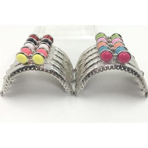 Silver beautiful colorful eye design 8.5cm cute girl DIY coin bag metal clasp semicircle carved edge mini women purse frame 10pc