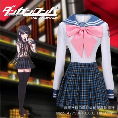 Super Dangan Ronpa 2 Danganronpa Maizono Sayaka Cosplay Danganronpa Adult Women Costume Summer Dress Skirt Bow Tie Wig