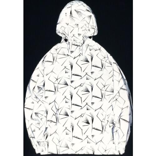 New arrival men /women night colorful geometric print reflective hooded jacket fashion trendy brand Streetwear hip-hop coat