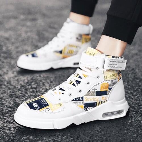 High Top Air Cushion Male Sneakers Mens Sport Shoes Sports for Men Running Shoes Men Brands White Tennis Sneakair Flats D-1031