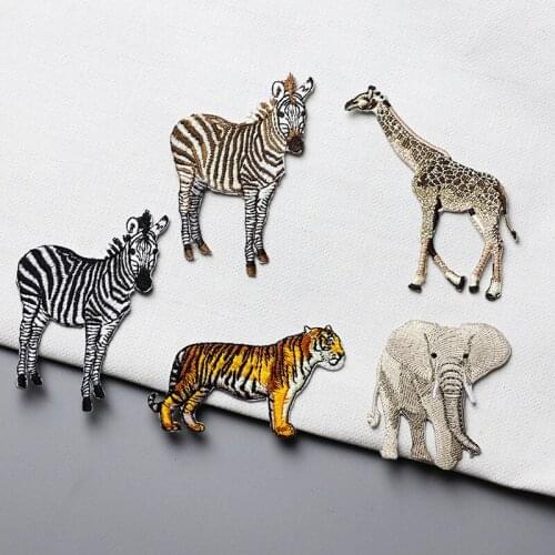 WhatIlife Wild Animal Series Embroidery Ironing Cloth Stickers Patches Zebra Tiger Giraffe Badges Sew On For Denim Jacket Pant