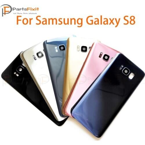 Rear Battery Door Case with Camera Lens for Samsung Galaxy S8 G950 Back Glass Rear Housing Cover + Adhesive +Camera Glass Lens
