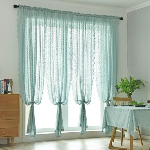 Rod Pocket White Lace Curtains Blue Voile Tulles Curtains Insect Bed Canopy Netting Drape Panel Window Sheer for Girls Bedroom