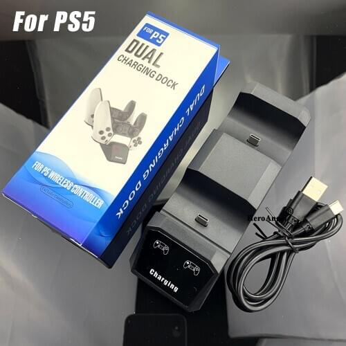 Charging Dock Station LED Light Handle Charger USB C Charging Cable Gamepad Charger Cradle for PS5 Gaming Controllers Handle Kit