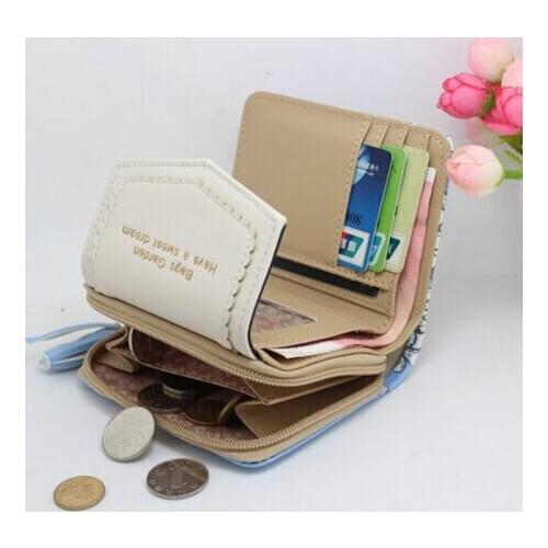 Women Short Small Money Purse Wallet Ladies Leather Folding Coin Card Holder
