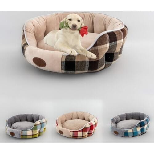 Winter Warm Cross-border Pet Products Home Furnishing Fabric Plaid High Back Cat Nest Creative Pet Nest Removable Can Washable
