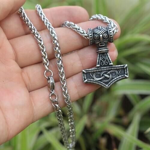 1pcs men stainless steel Perun Slavic god of thunder pendant Slav Mythology Eastern Pagan Viking Warrior hammer necklace