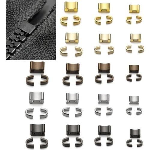10Sets Metal Zipper Top Bottom Stop Open End Zippers Repair Zipper Stopper Tailor Alloy Tools Sewing Clothes Accessories