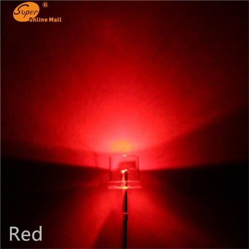 1000PCS RED Led 5MM Flat Top Wide Angle Urtal Bright Light Bulb Lamp F5MM Emitting Diodes Active Components