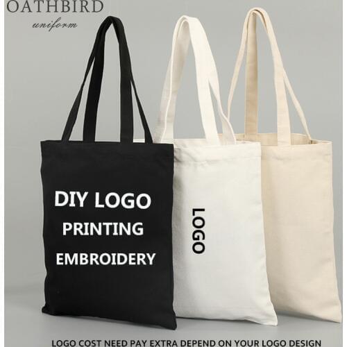 DIY printing Women Canvas Tote Bag Fashion Shoulder Bag CUSTOM logo Printing Bags Ladies Duty Cotton Shopping Bags