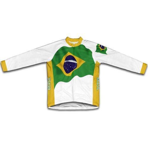 2016 Brasil Flag Winter Thermal Fleece Cycling Jersey Long Sleeve winter Cycling Clothing Bike Jersey Super Warm Sportswear