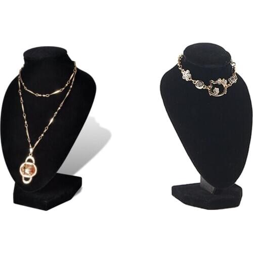 2x Store Home Black Velvet Necklace Bust Jewelry Rack Display Stands Holder