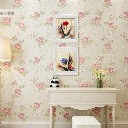 Beibehang 3D three - dimensional thickening non - woven wallpaper bedroom warm pastoral wall paper living room sofa backdrop
