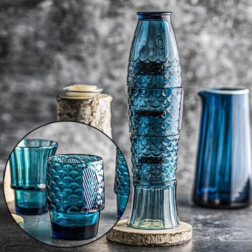 4Pcs/set Creative Koi Fish Cup Fish Shaped Glass Set Stackable Fish Shaped Water Cup Household Water Cup for Wedding Party Gift