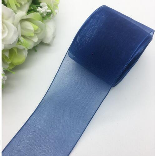 5 Yards/Lot 1-1/2" (38mm)Navy blue Organza Ribbon Bow Hair Wedding Decoration Lace Crafts