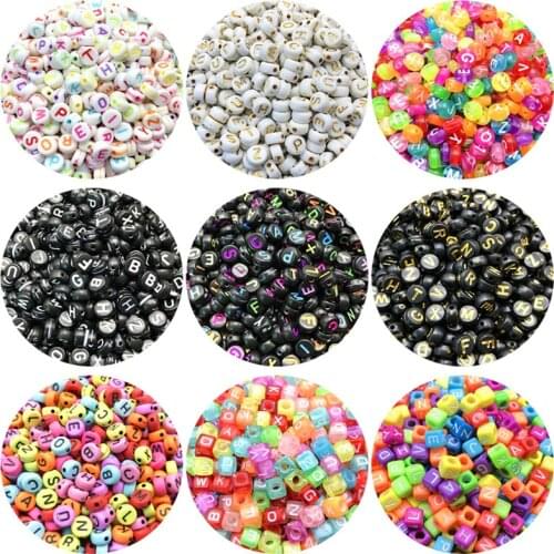 100pcs/lot Acrylic Spacer Beads Letter Beads Square Oval Alphabet Beads For Jewelry Making DIY Accessories