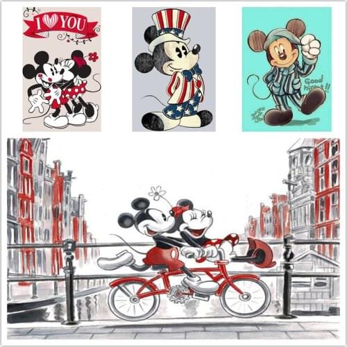 Disney 5D Diy Diamond Painting Cartoon Cross Stitch Full Circle Diamond Embroidery Mickey Mouse Mickey Minnie Decorative Gift