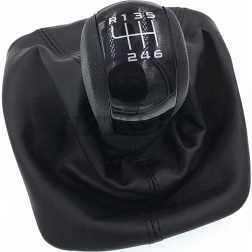 Free Shipping 6 Speed Manual Gear Shift Knob Lever Pen Black Gaiter Boot Cover Case For Skoda Octavia 2 A5 2004-2010
