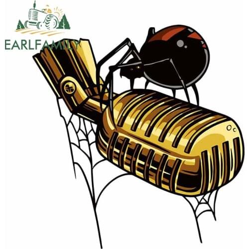 EARLFAMILY 13cm x 12.1cm for Microphone Spider Car Stickers Wall Silhouette Bumper Decal Motorcycle Kids Room JDM Assessoires
