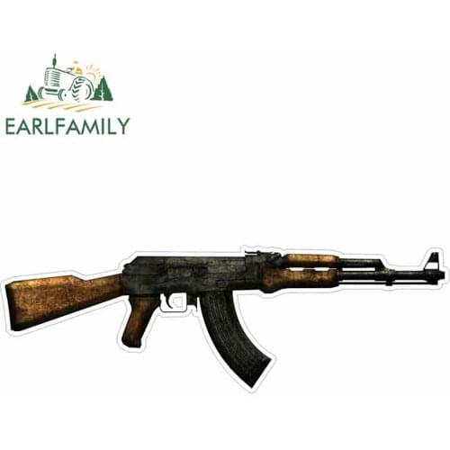 EARLFAMILY 13cm x 12.8cm for AK-47 Silhouette Cartoon Funny Car Stickers RV VAN 3D DIY Fine Decal Accessories Cartoon Graphics