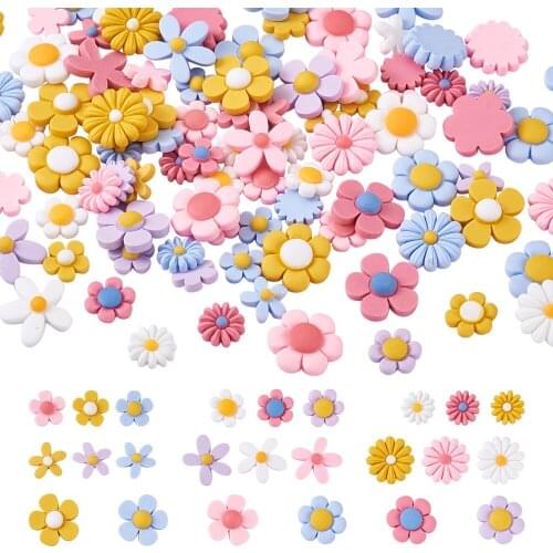 240pcs Sunflower Flat Back Resin Cabochons Mixed Flower Cabochons For DIY Hair Bow Scrapbook Bracelet Earrings Jewelry Making
