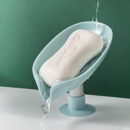 Creative Leaf-shaped Soap Box Perforated Free Standing Suction Cup Drain Bathroom Storage Soap Rack Laundry Soap Box