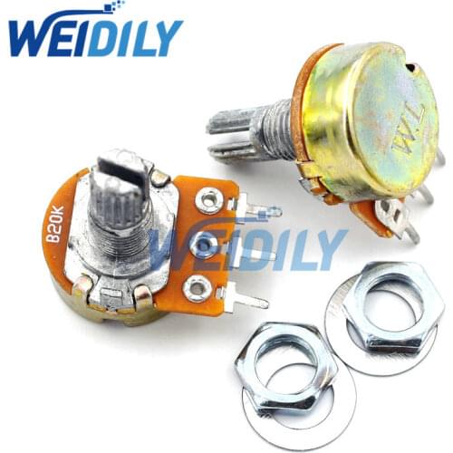 5PCS/LOT WH148 B20K Linear Potentiometer 15mm Shaft With Nuts And Washers Hot 3Pin High Quality