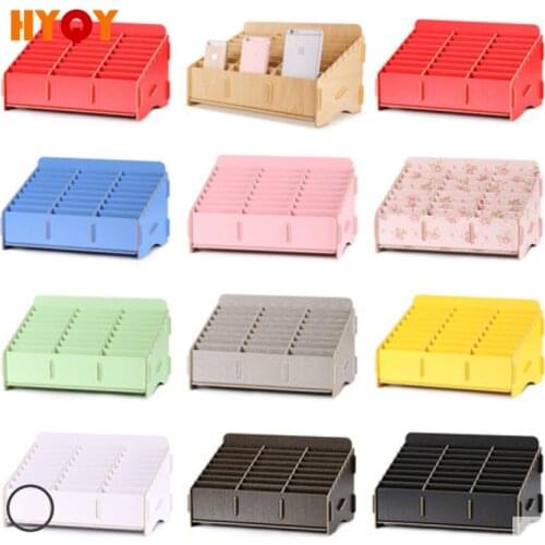 Mobile phone storage box Desktop multi Wood box Storage rack for mobile phone shell Classroom office management box tool